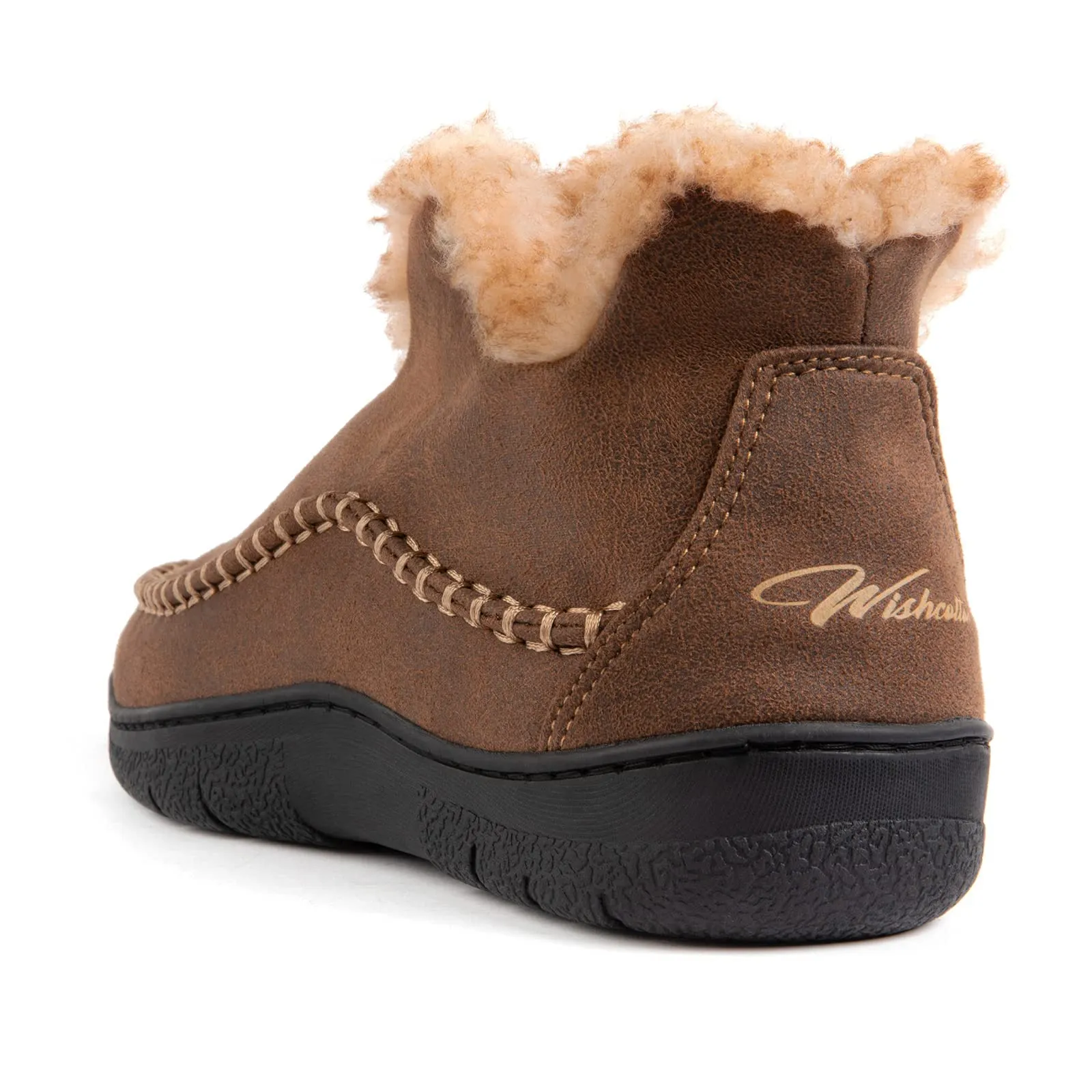 Men's Indoor/Outdoor Micro-suede Moccasin Bootie Slippers with Memory Foam Soles