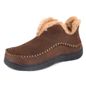 Men's Indoor/Outdoor Micro-suede Moccasin Bootie Slippers with Memory Foam Soles