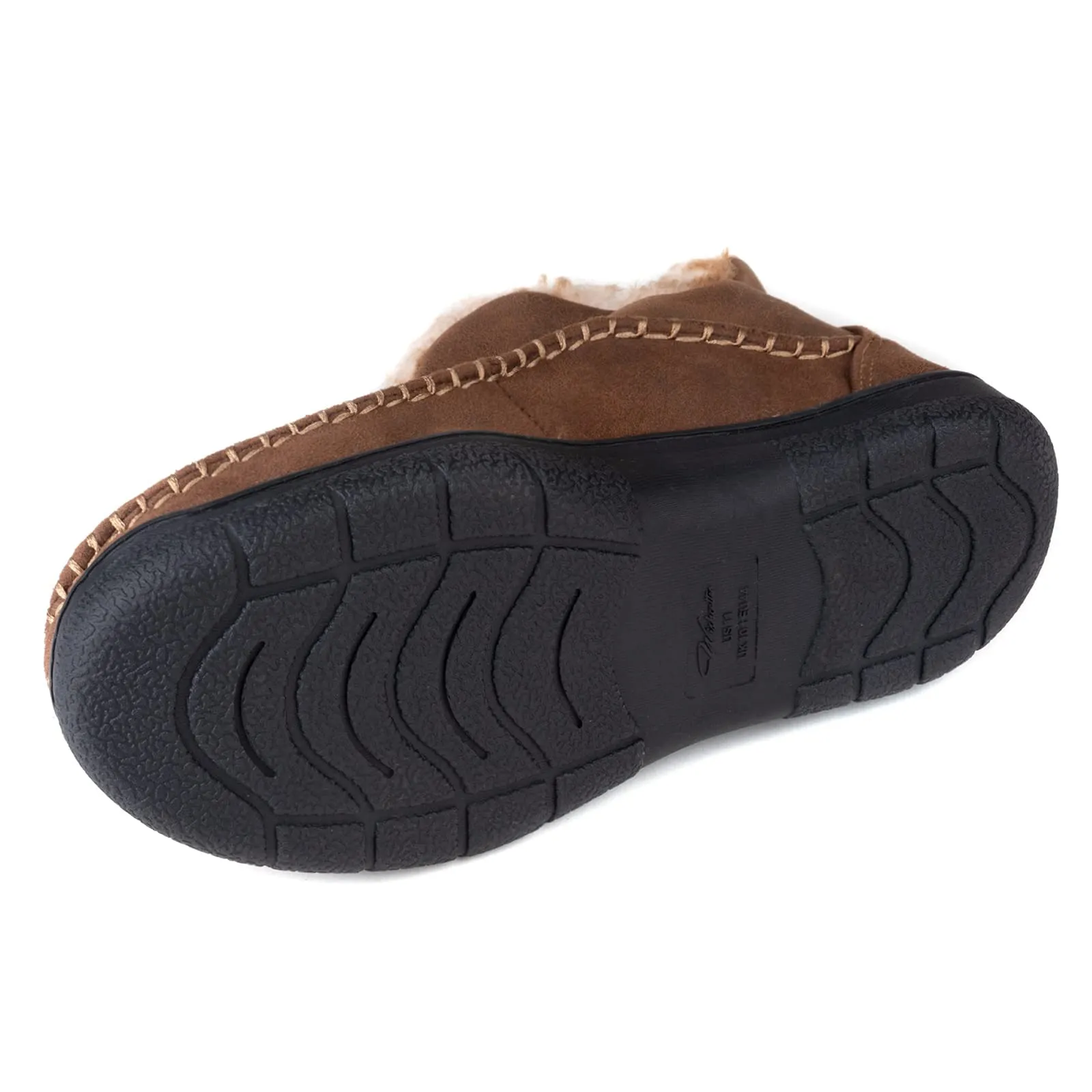 Men's Indoor/Outdoor Micro-suede Moccasin Bootie Slippers with Memory Foam Soles