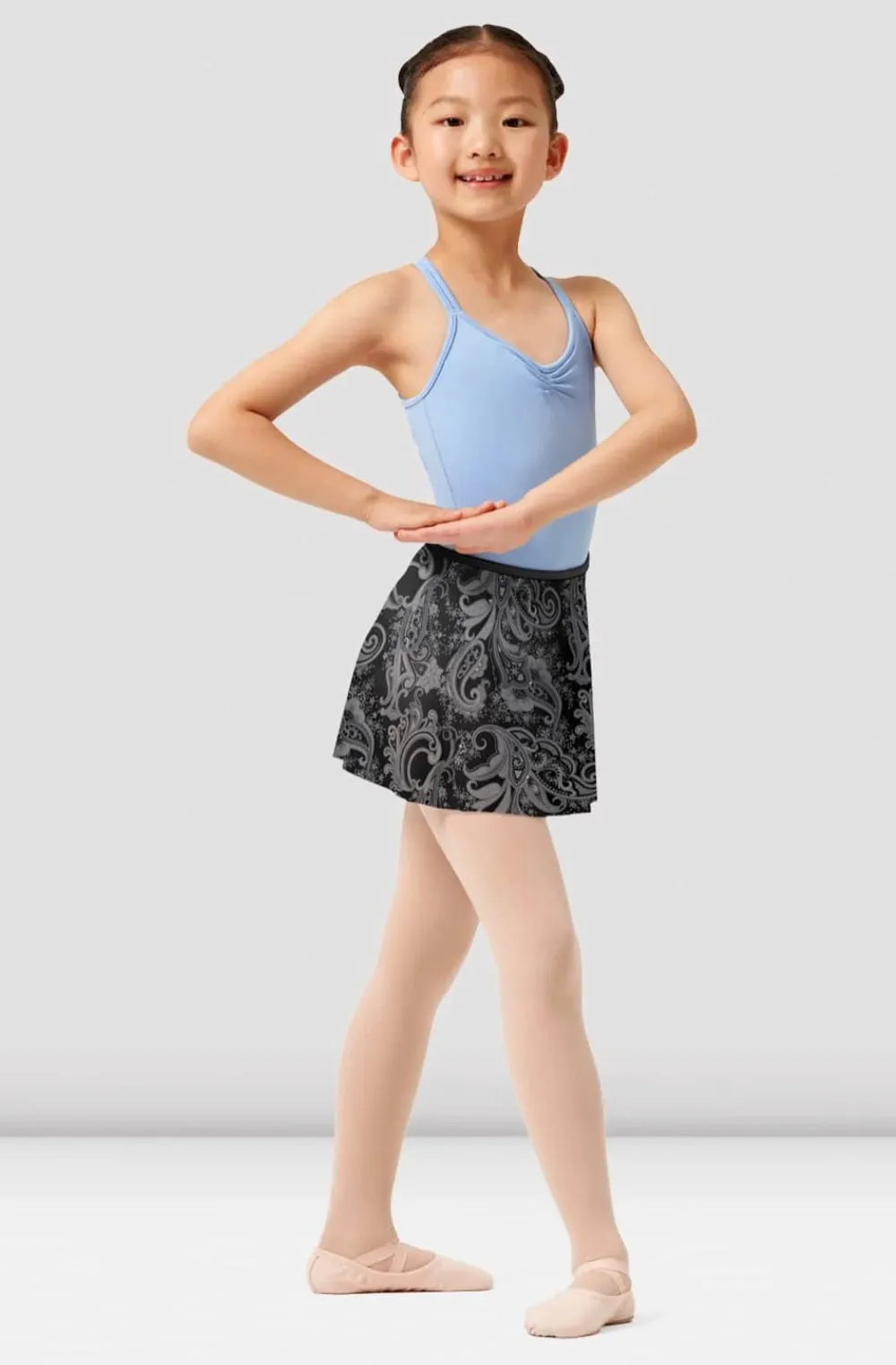 Mirella Girl’s Black Paisley Mesh Skirt