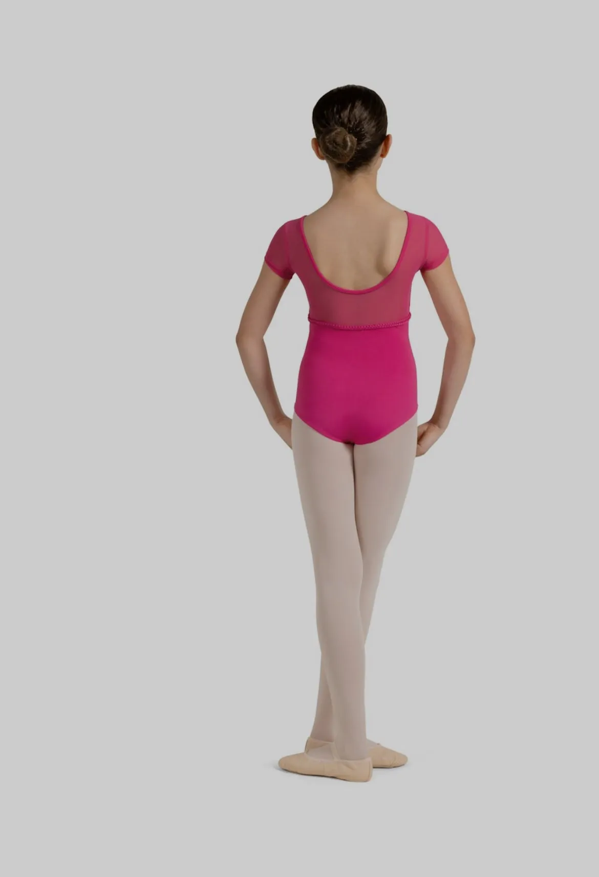 Mirella Miami Girl’s Hot Pink Sweetheart Neck Cap Sleeve Leotard