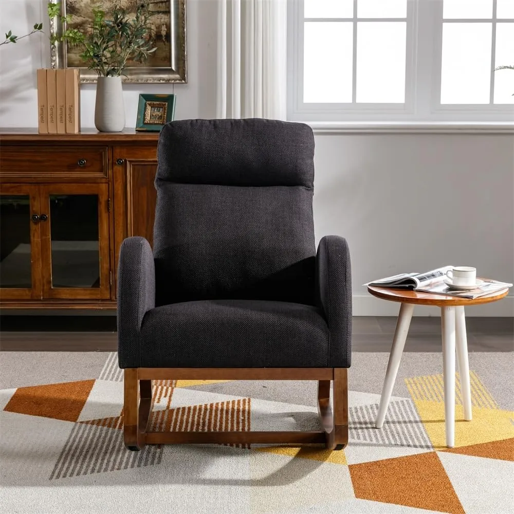 Modern Comfortable Nursery Rocking Chair for Living Room Black