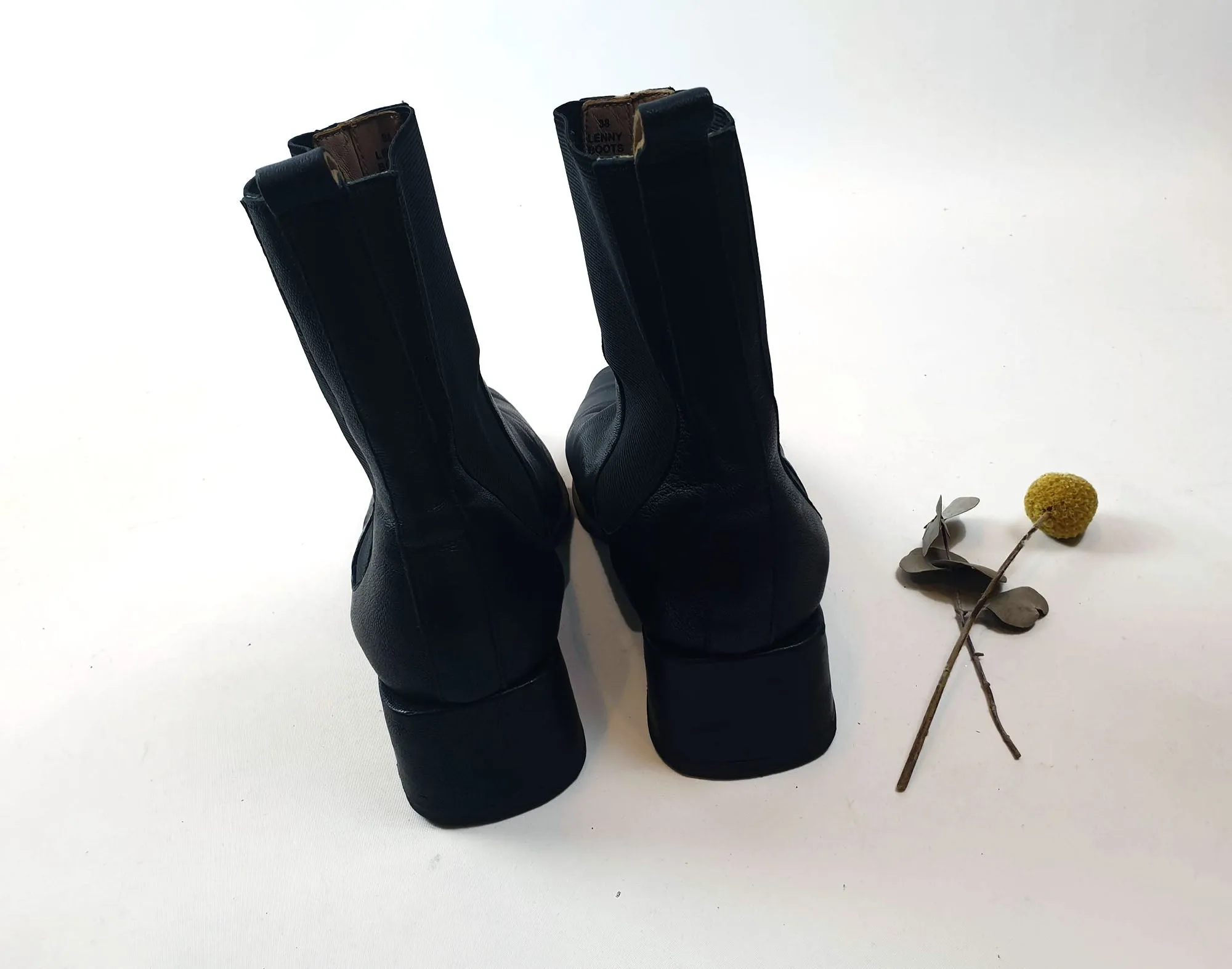 Nancybird soft black leather low heeled boots size 38
