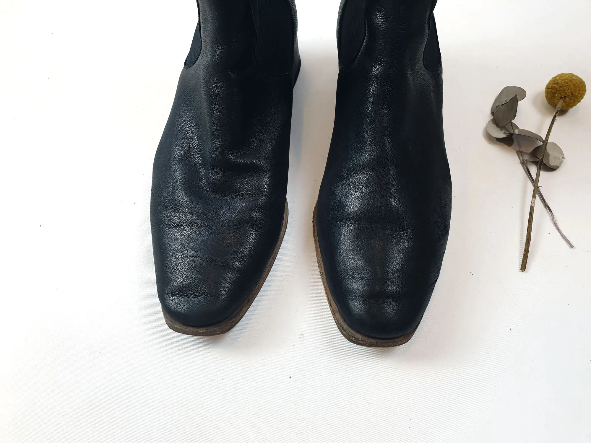 Nancybird soft black leather low heeled boots size 38