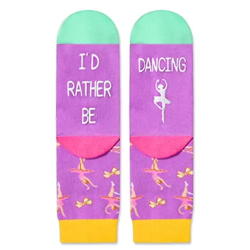 Novelty Dance Socks Ballerina Socks for Kids who Love to Dance, Funny Dance Gifts for Dancers Girls Boys, Ballet Recitals, Ballet Enthusiasts, Ballerinas Gifts, Gifts for 7-10 Years Old