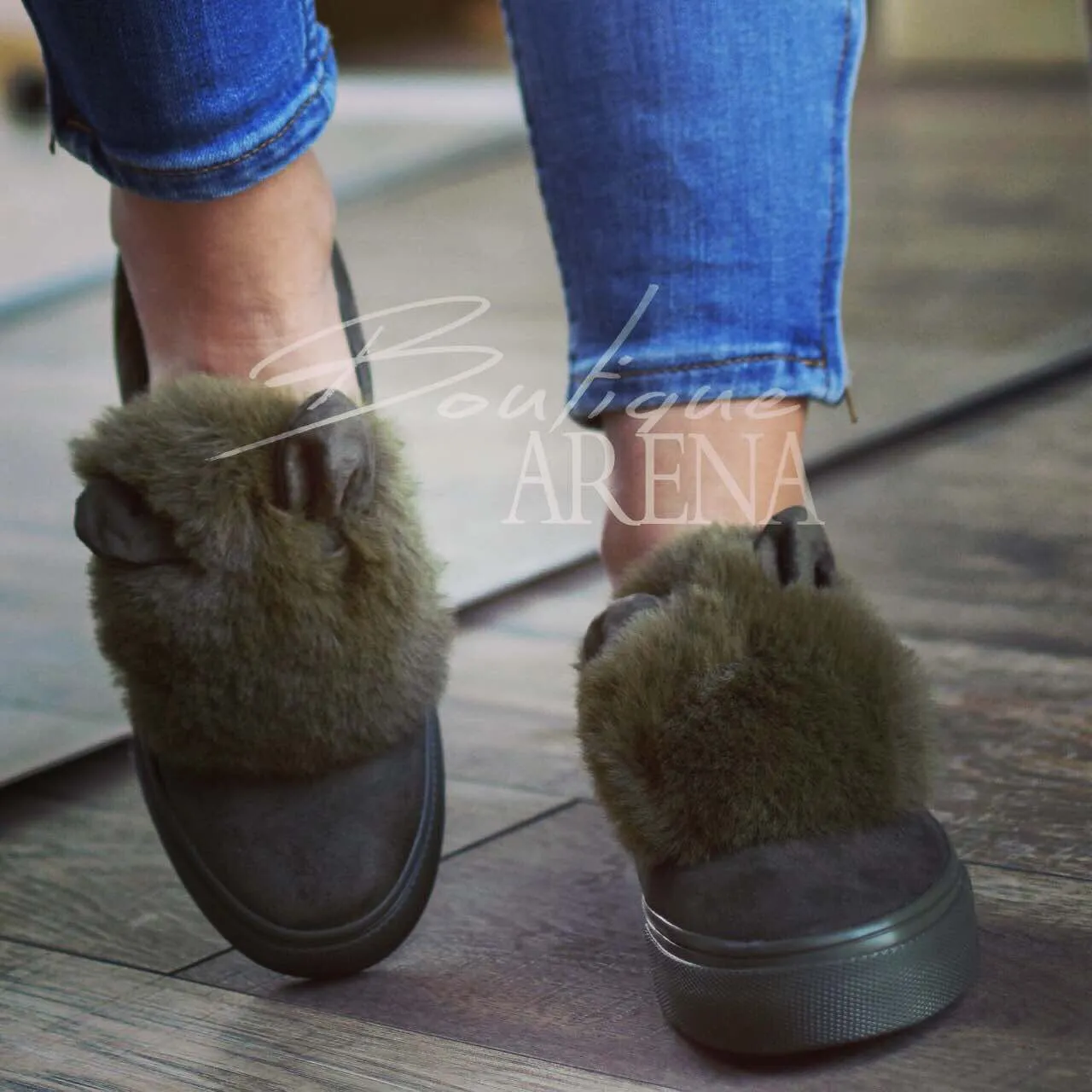 Pantofi casual dama cu urechi Beniamino verzi