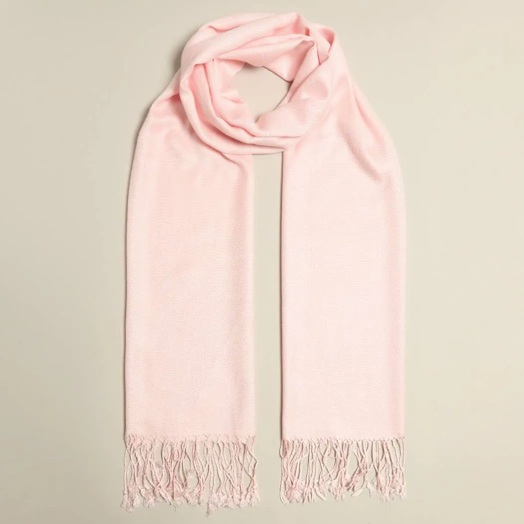 Pashmina Shawl Scarf Wrap with Fringes, Pink