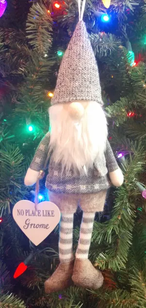 Plush Gnome Grey & White -No Place Like Gnome 14"
