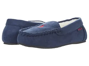 POLO RALPH LAUREN Boy's Dezi IV Moccasin Slipper (Little Kid) Navy Microsuede/Red Pony Player 3 Little Kid M