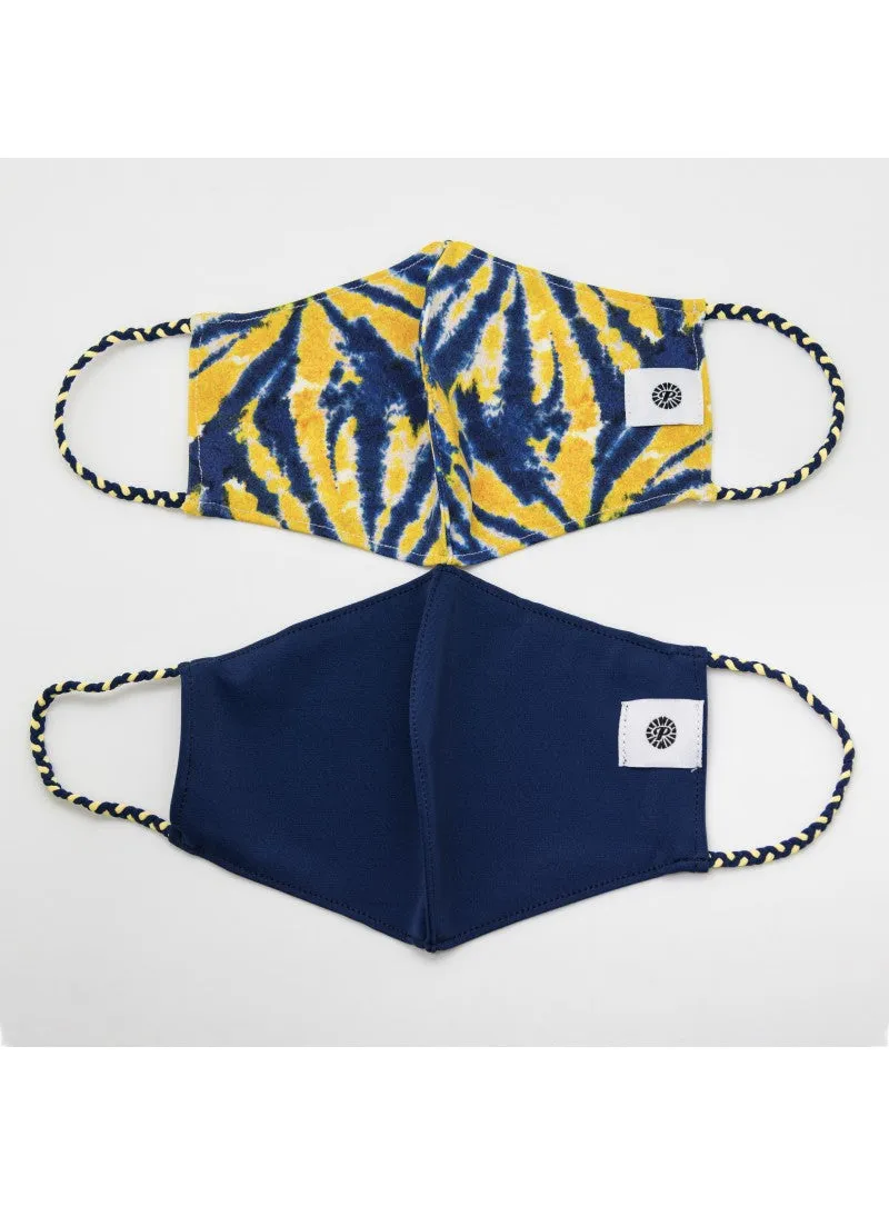 Pom Masks by Pomchies - Sunshine Tie Dye / Solid Navy Blue