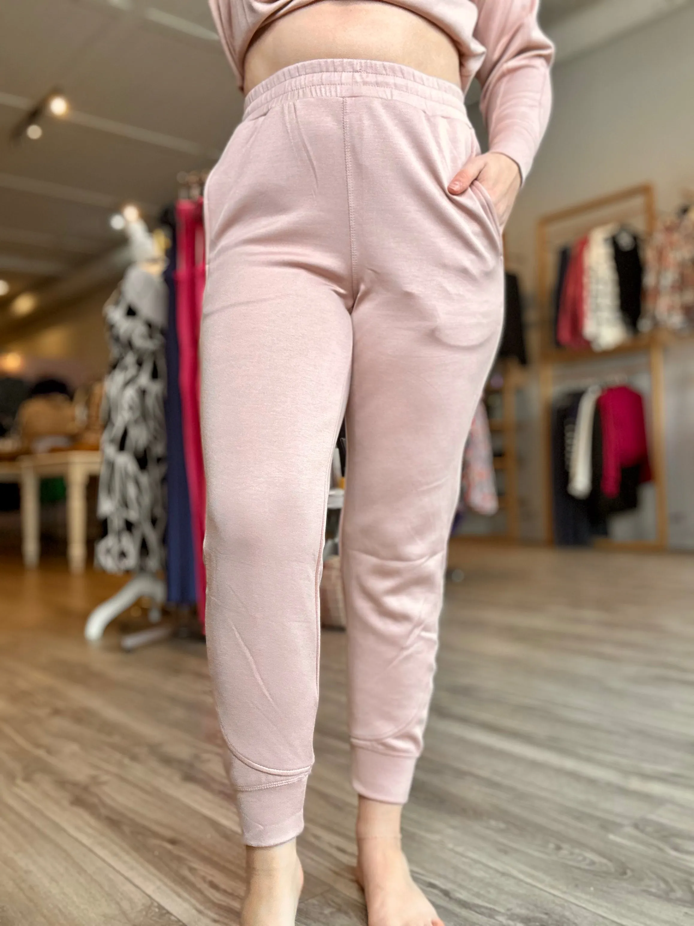 Rose Contrast Seam Joggers