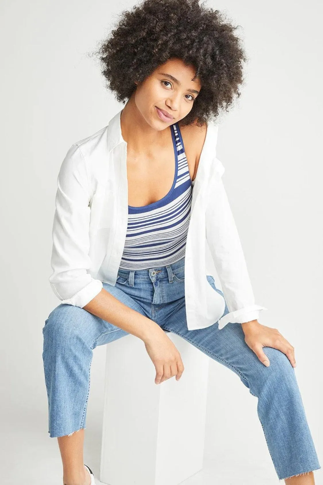 Ruby Shaping Thong Bodysuit - Cotton Seamless - Heather Grey & Blue