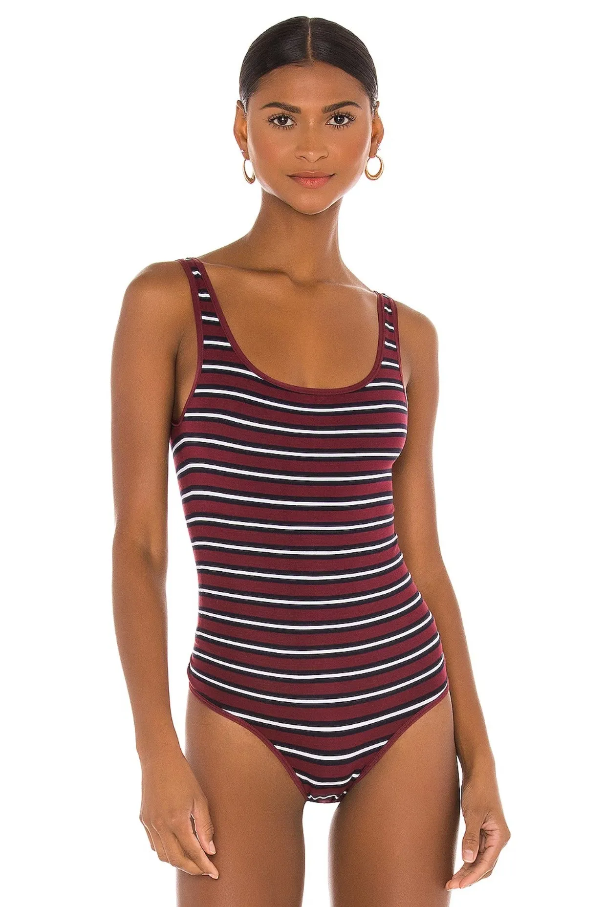 Ruby Shaping Thong Bodysuit - Cotton Seamless - Tawny Stripe