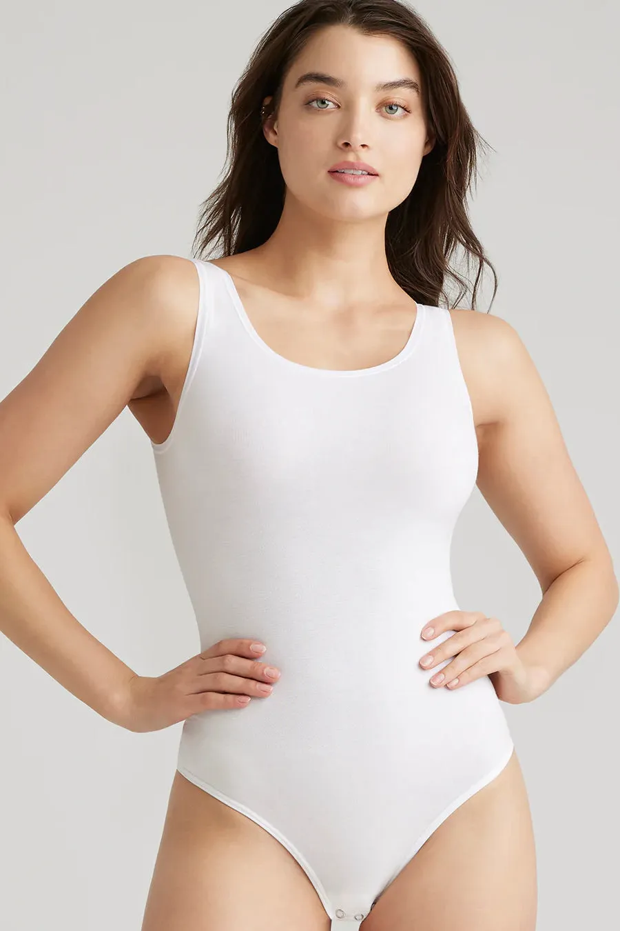 Ruby Shaping Thong Bodysuit - Cotton Seamless - White