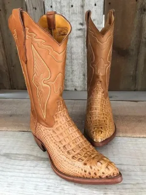 Saddle Tan Crocodile Tres Outlaws Men's Classic  Boot 3859@