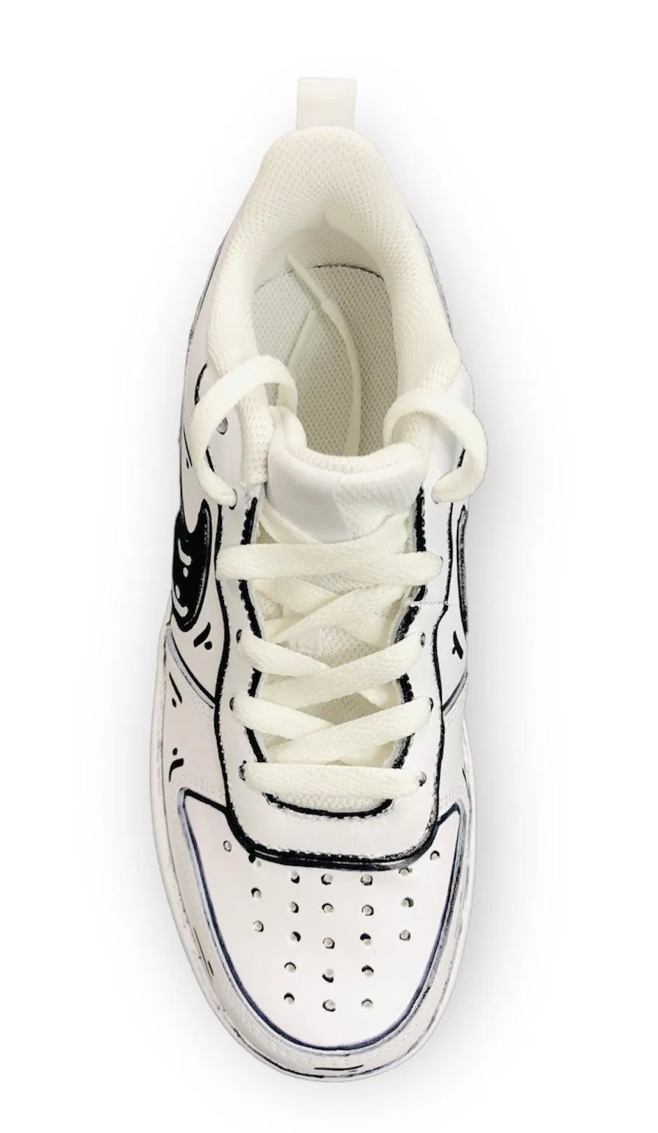 SCARPE NIKE COURT BOROUGH LOW 2 LE SNEAKERS ONE CUSTOM COMICS BLACK