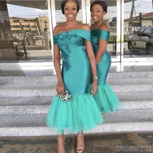 Sexy Mermaid Turquoise Off the Shoulder Short bridesmaid dressing gowns, WG956