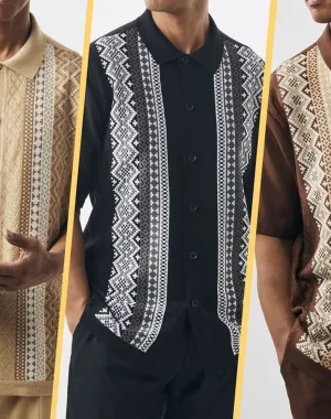 Silver Silk Pattern Walking Suit - Black 71003