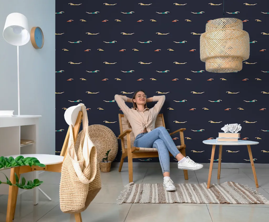 Sixties Swimmers Wallpaper Mural