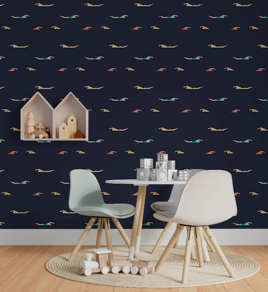 Sixties Swimmers Wallpaper Mural