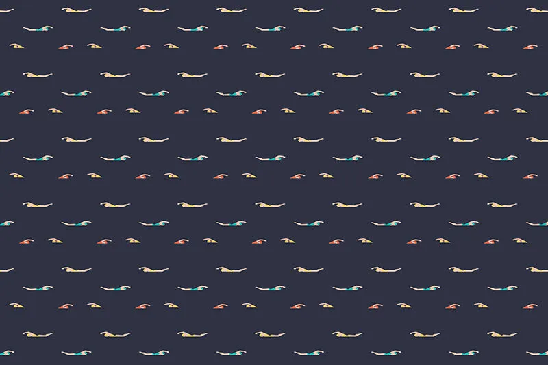 Sixties Swimmers Wallpaper Mural