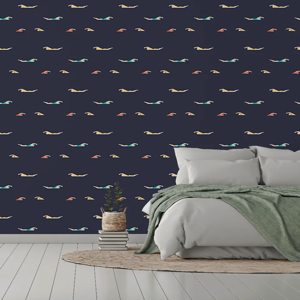 Sixties Swimmers Wallpaper Mural