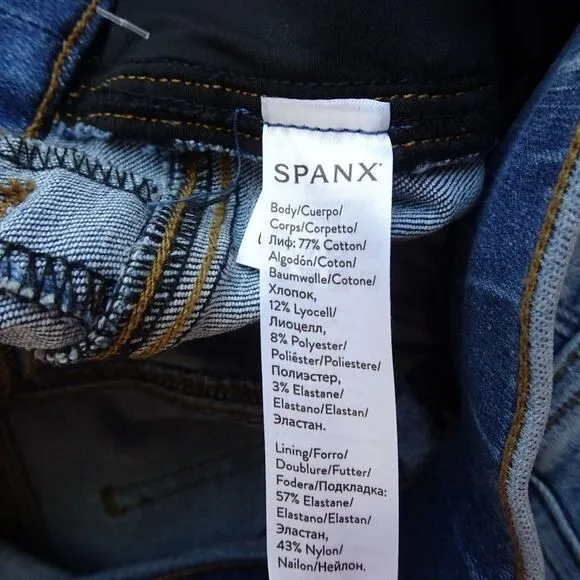 SPANX Skinny Jeans Denim Light Vintage Wash Blue Shaping Stretch NWT Size S $128
