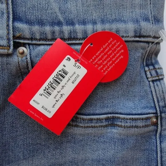 SPANX Skinny Jeans Denim Light Vintage Wash Blue Shaping Stretch NWT Size S $128