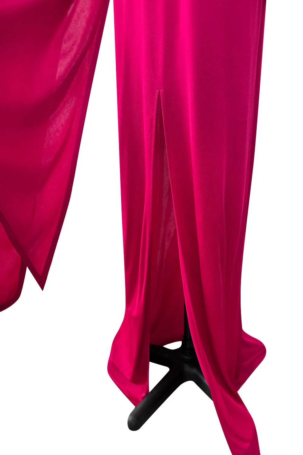 Spring 2018 Givenchy Deep Pink Long Tie Detailed Front Plunge Jersey Dress