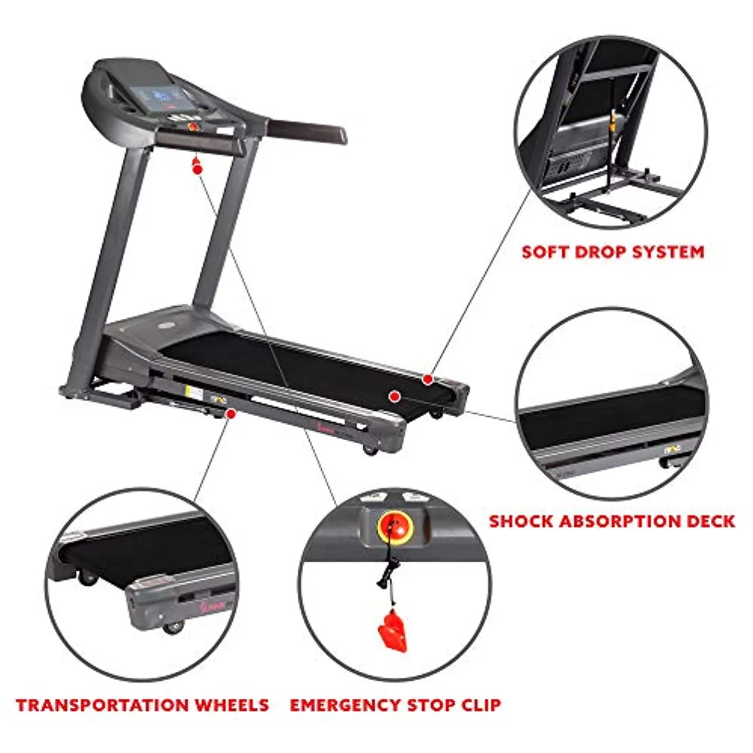 Sunny Health & Fitness T7643 Heavy Duty Walking Treadmill with 350 lb High Weight Capacity, Wide Walking Area and Folding for Storage