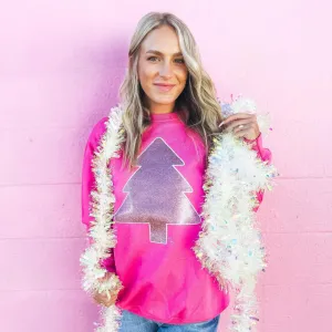 Sweatshirt {JUST A PINK TREE} Glitter Pink Crew Neck Sweatshirt