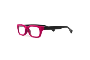 Sydney Pink Velvet Reading Glasses, Matte Black Temples