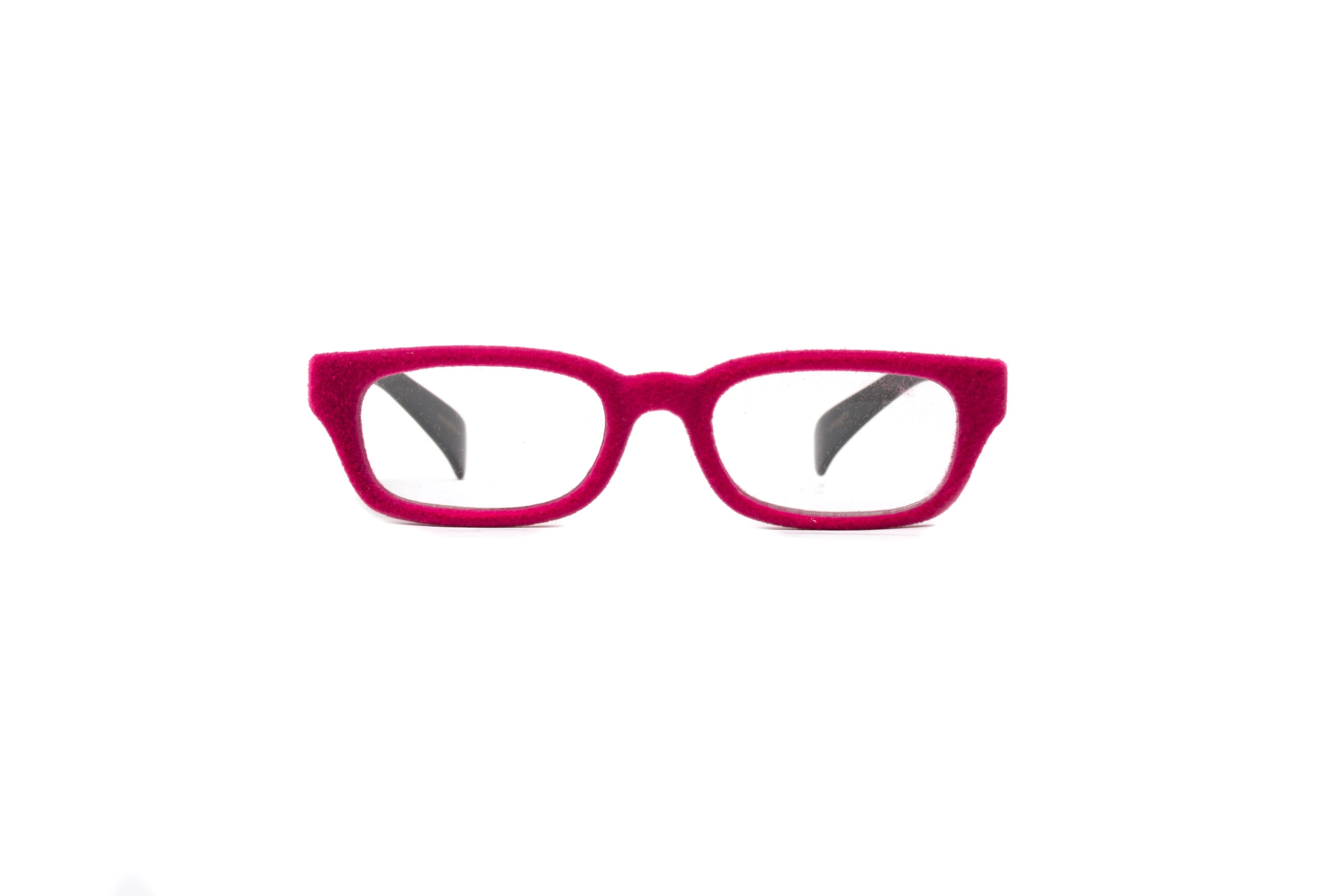 Sydney Pink Velvet Reading Glasses, Matte Black Temples