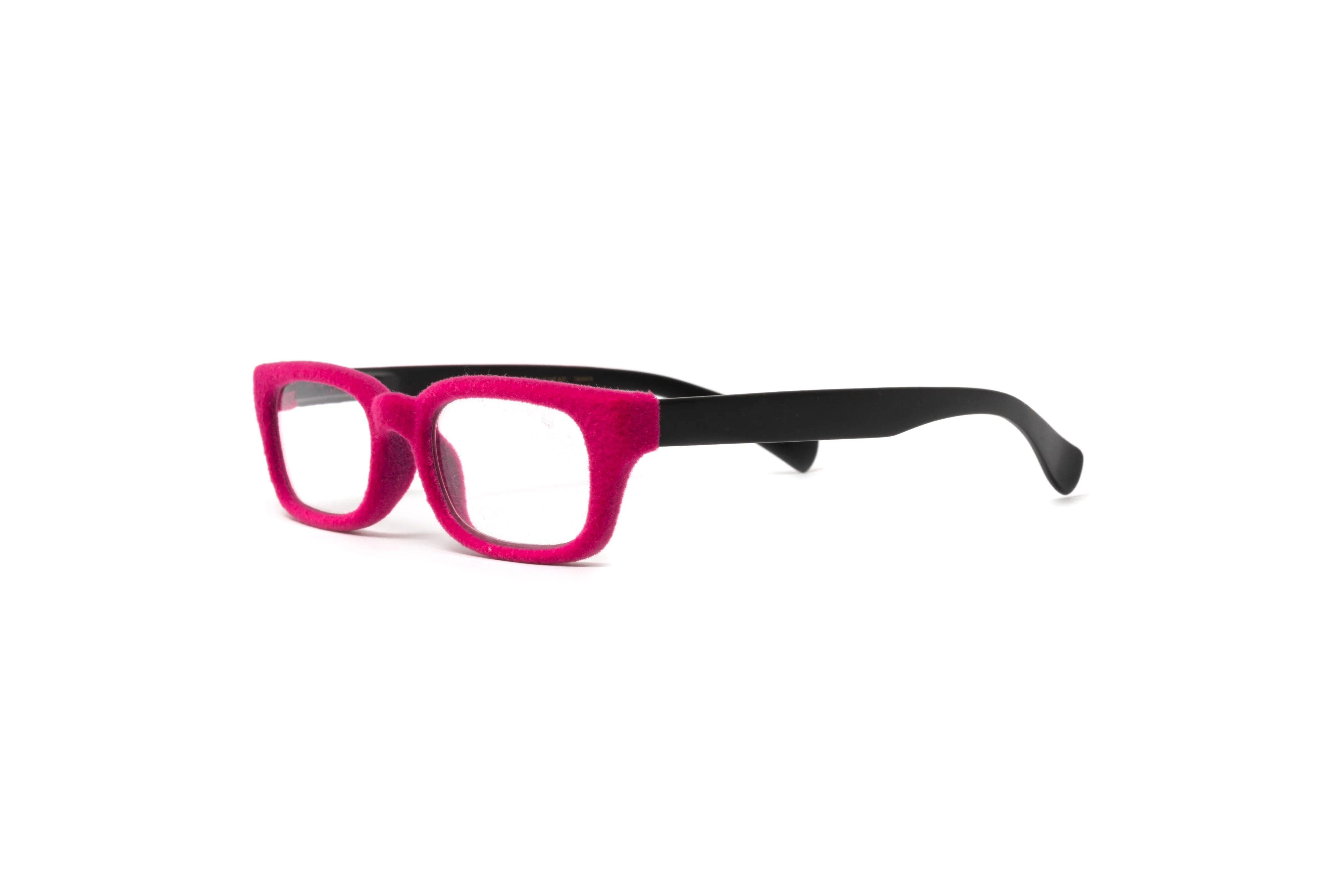 Sydney Pink Velvet Reading Glasses, Matte Black Temples