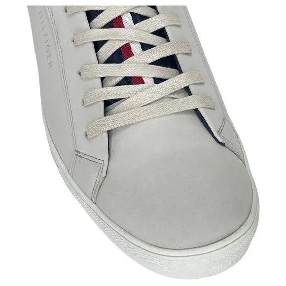Tommy Hilfiger McNeil Cream Faux Leather Mens Sneakers 12M