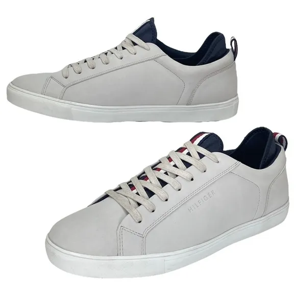 Tommy Hilfiger McNeil Cream Faux Leather Mens Sneakers 12M