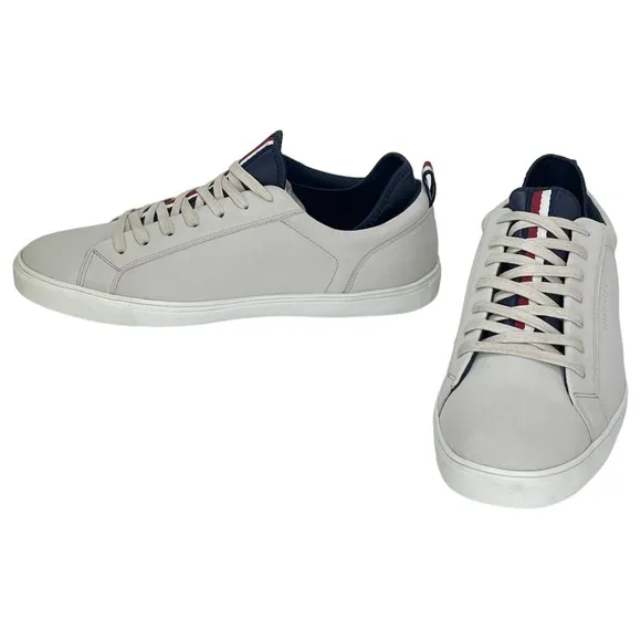 Tommy Hilfiger McNeil Cream Faux Leather Mens Sneakers 12M