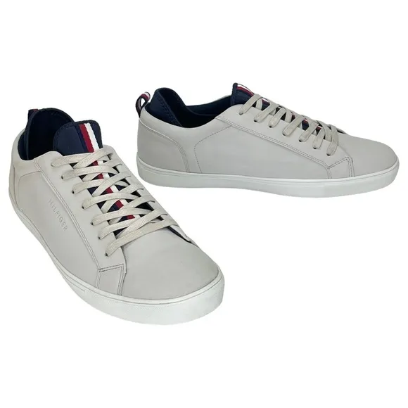 Tommy Hilfiger McNeil Cream Faux Leather Mens Sneakers 12M