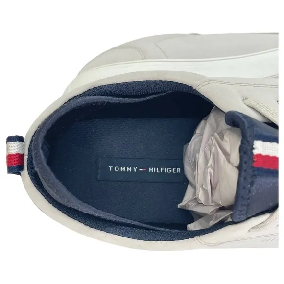 Tommy Hilfiger McNeil Cream Faux Leather Mens Sneakers 12M