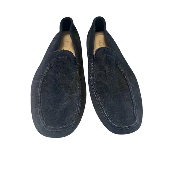 Ugg mens black suede moccasin style shoe /slipper sz 9 great condition