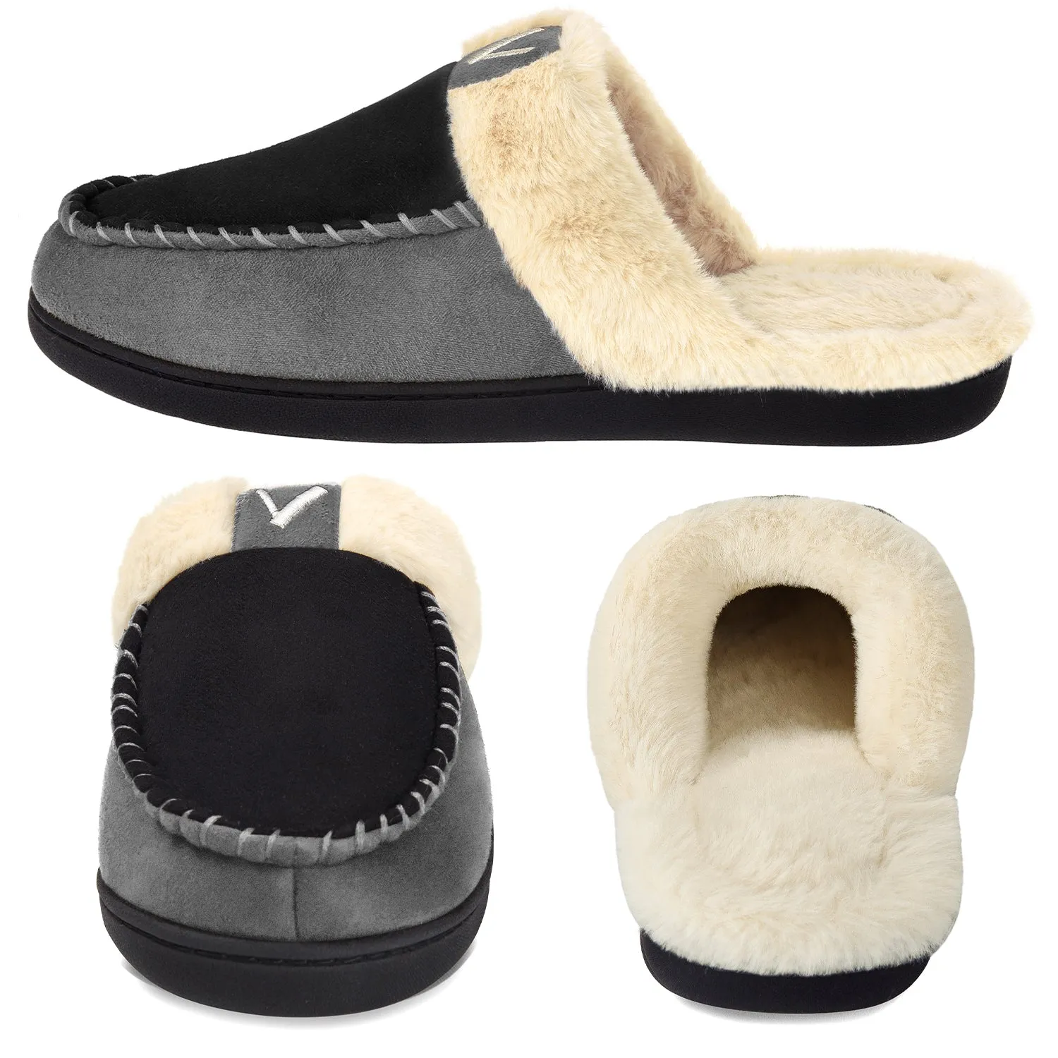 VONMAY Men's Comfy Fuzzy House Slipper Scuff Memory Foam Moccasin