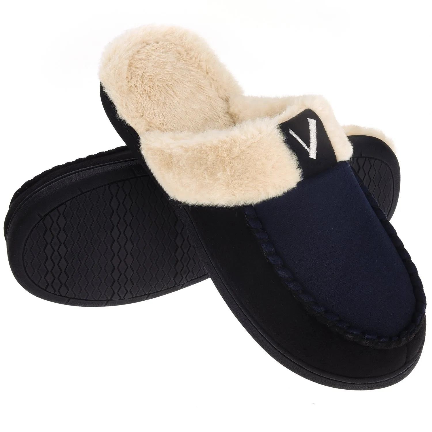 VONMAY Men's Comfy Fuzzy House Slipper Scuff Memory Foam Moccasin