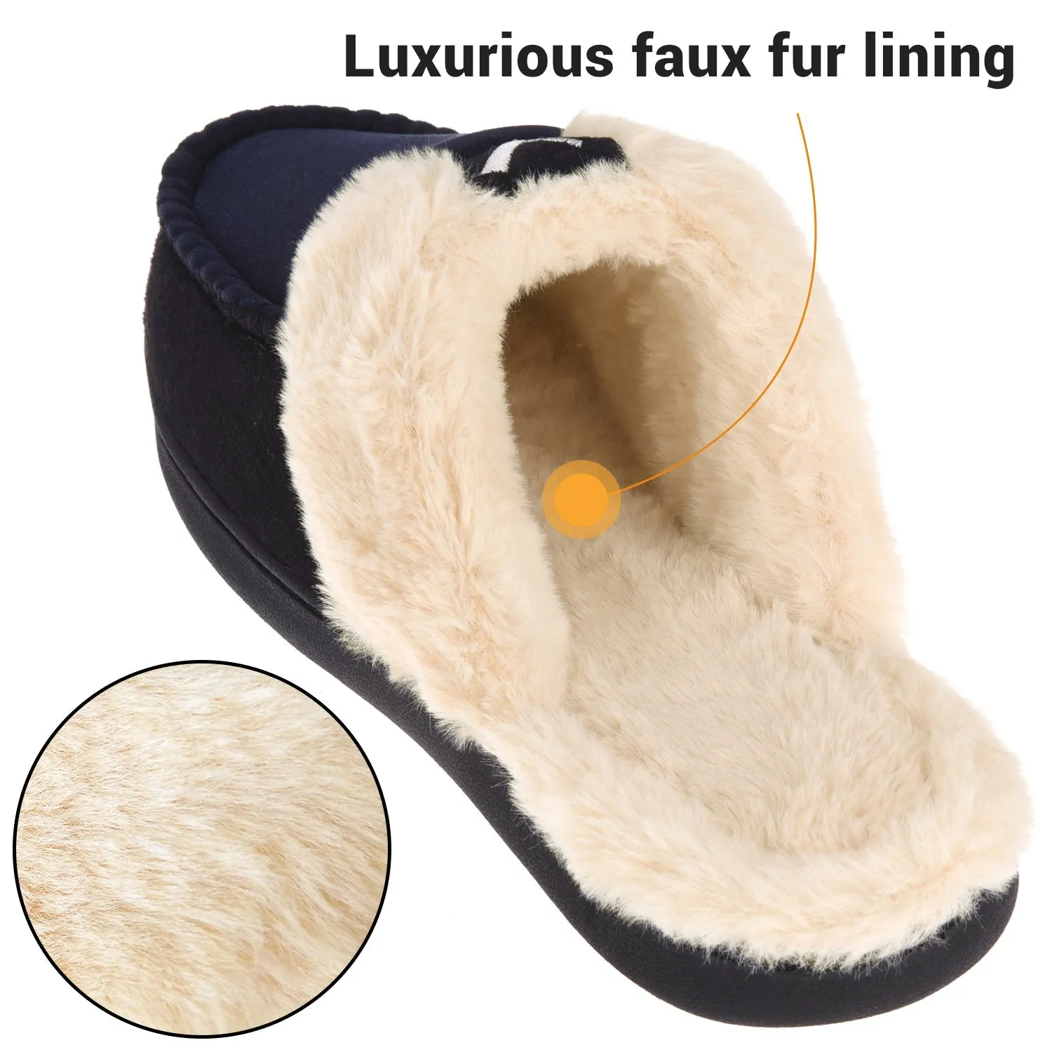 VONMAY Men's Comfy Fuzzy House Slipper Scuff Memory Foam Moccasin