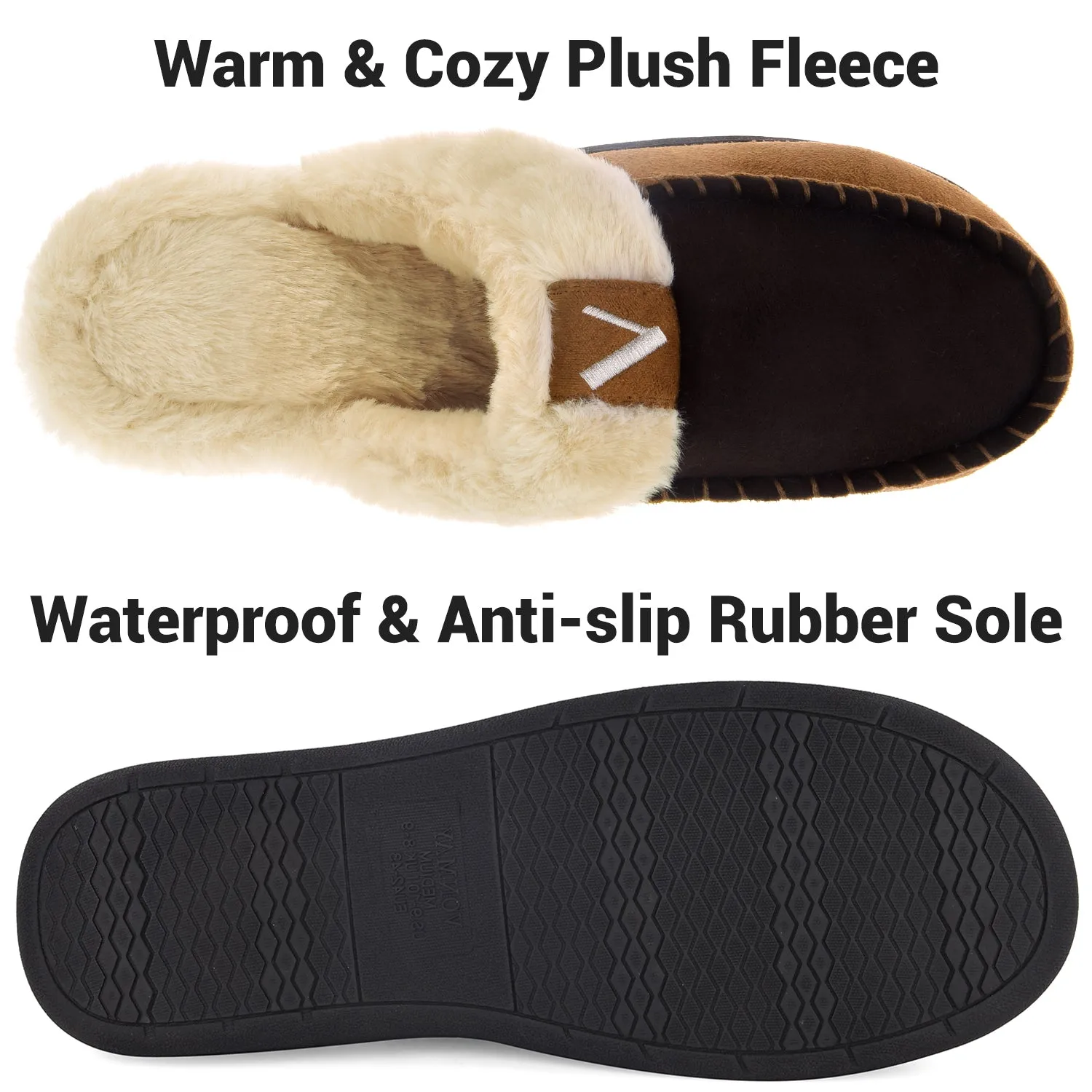 VONMAY Men's Comfy Fuzzy House Slipper Scuff Memory Foam Moccasin