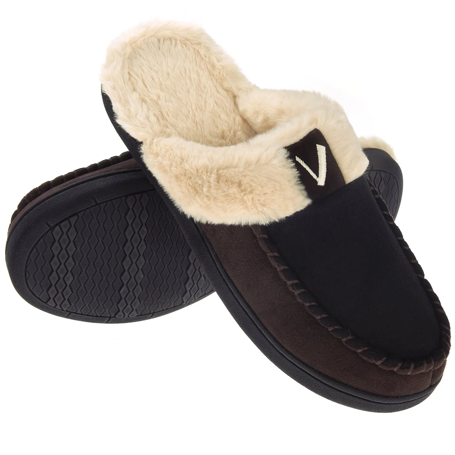 VONMAY Men's Comfy Fuzzy House Slipper Scuff Memory Foam Moccasin