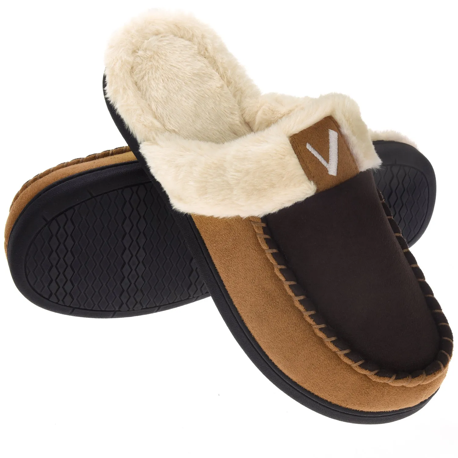 VONMAY Men's Comfy Fuzzy House Slipper Scuff Memory Foam Moccasin