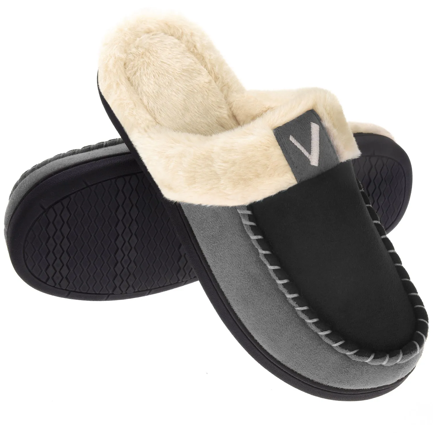 VONMAY Men's Comfy Fuzzy House Slipper Scuff Memory Foam Moccasin