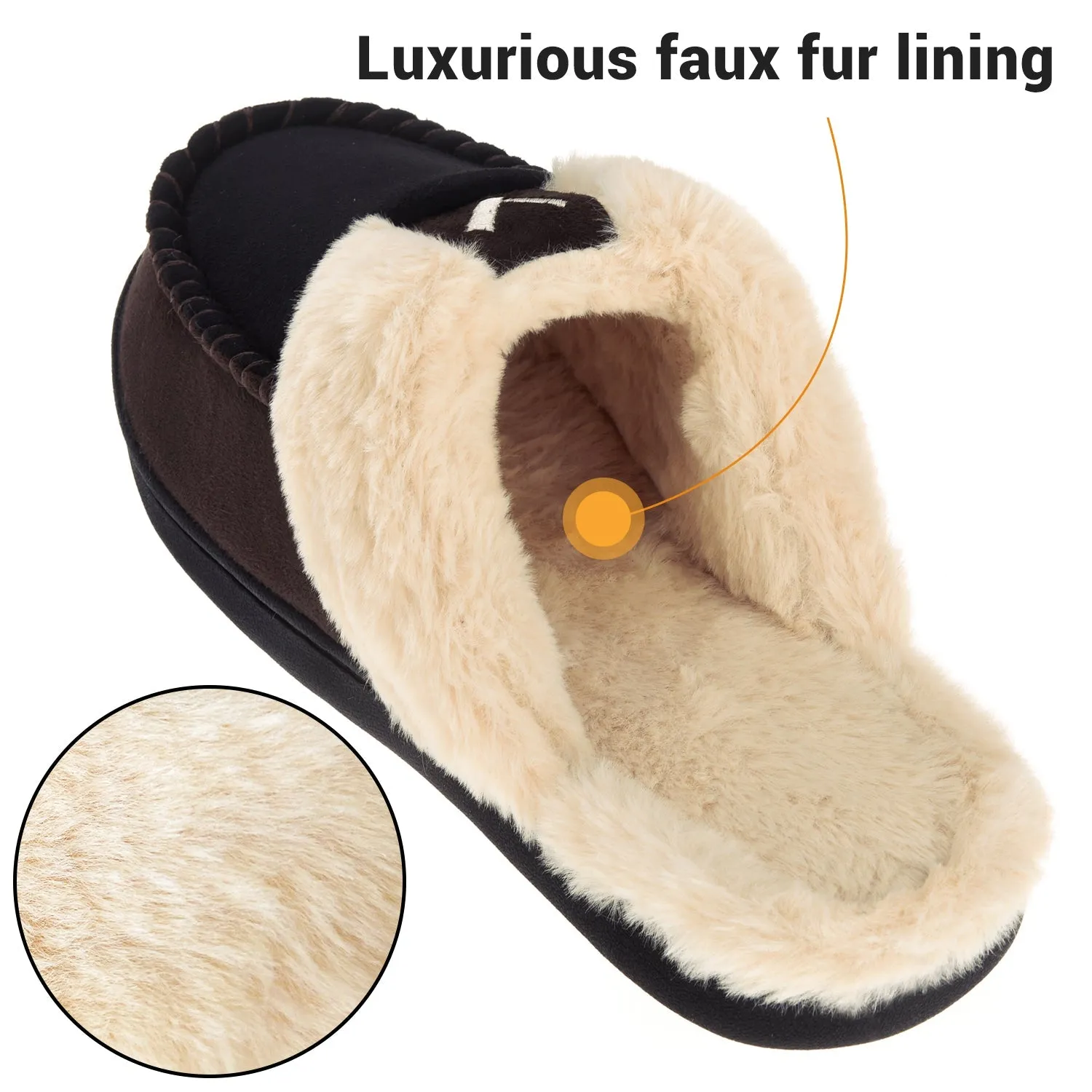 VONMAY Men's Comfy Fuzzy House Slipper Scuff Memory Foam Moccasin