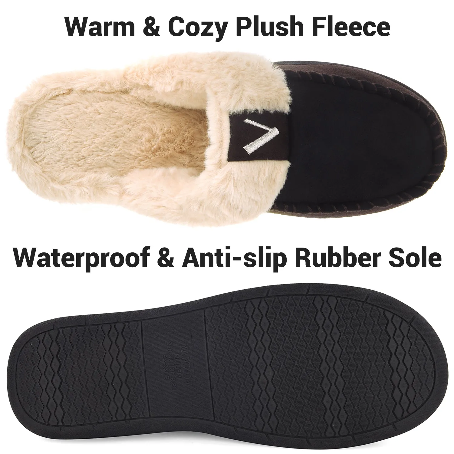 VONMAY Men's Comfy Fuzzy House Slipper Scuff Memory Foam Moccasin
