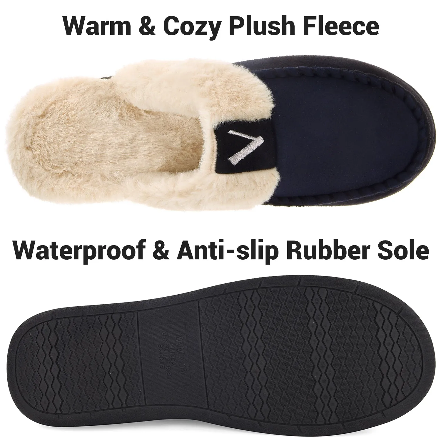 VONMAY Men's Comfy Fuzzy House Slipper Scuff Memory Foam Moccasin